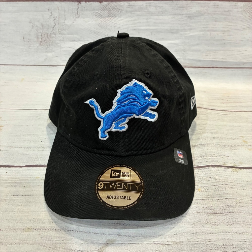 New Era Detroit Lions NFL 9TWENTY Hat Mens OSFM Black Like New Adjustable Cap